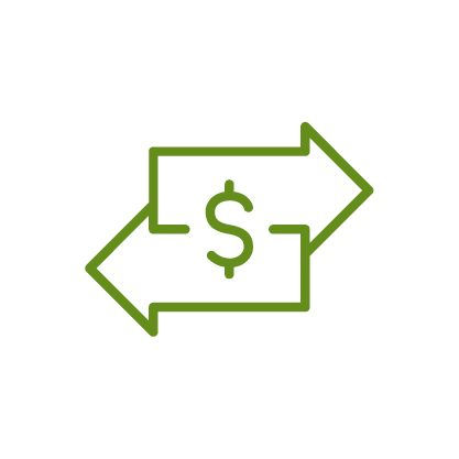 Green dollar sign with arrows indicating exchange