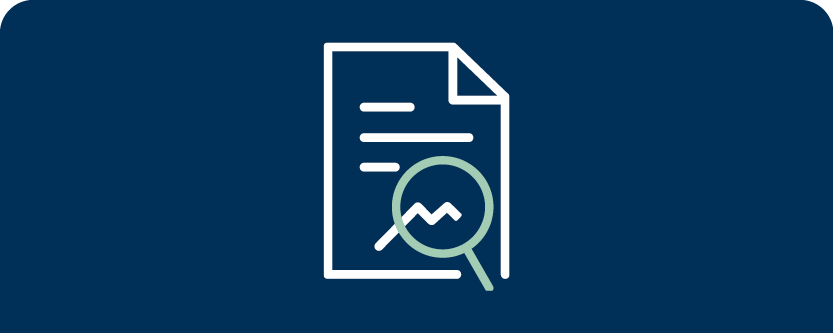 Icon of a document being analyzed with a magnifying glass