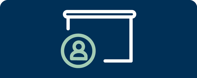 Icon of a presentation screen with a person symbol