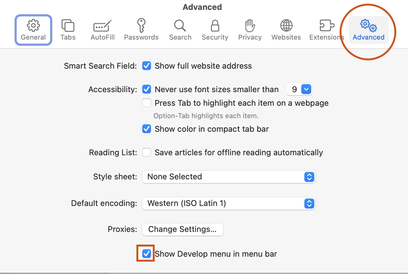 safari advanced window