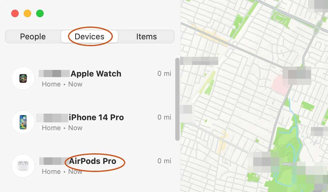 Mac Find My app window
