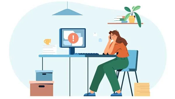 a woman with a computer problem