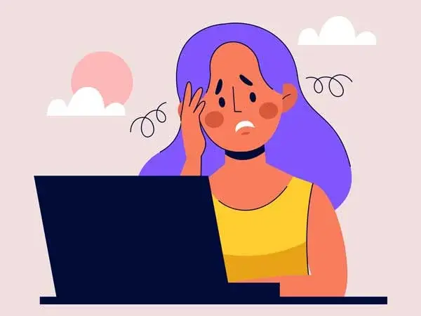 a woman with computer issues