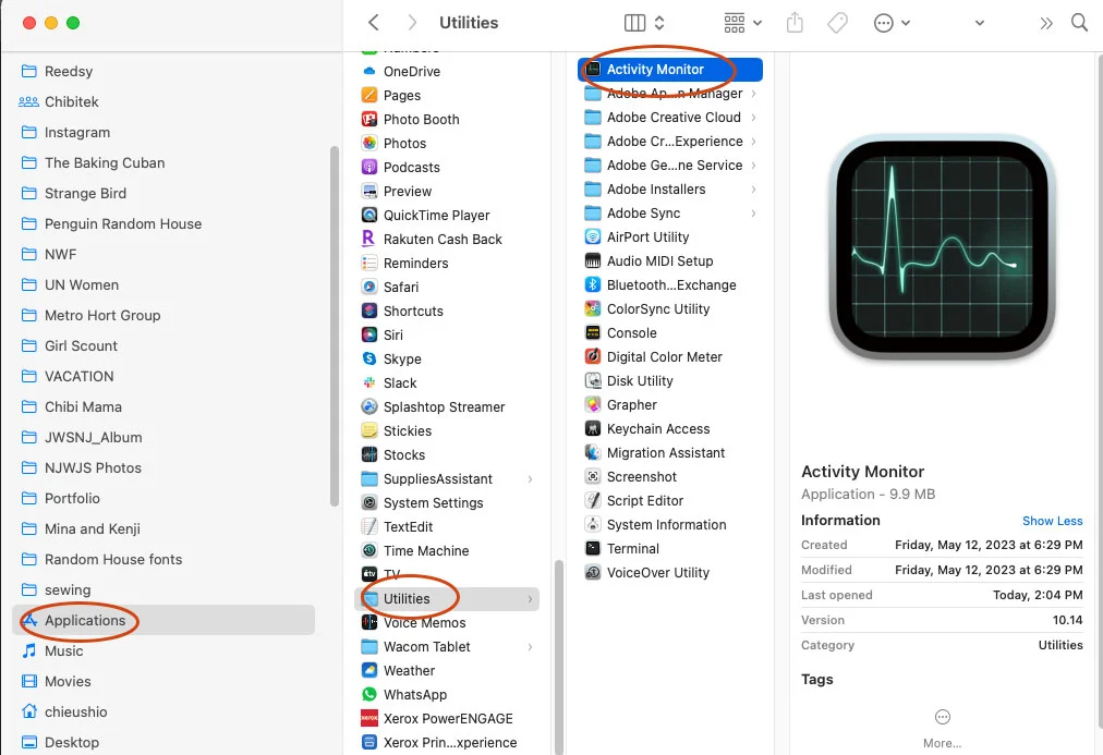 This is where Activity Monitor locates