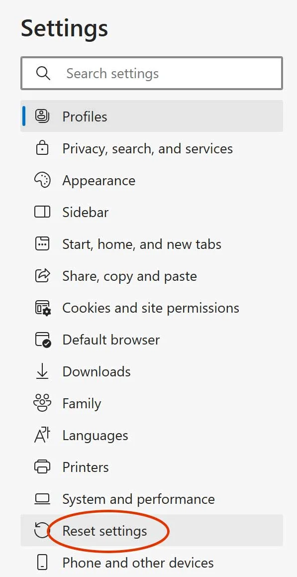 Ege settings Profile window