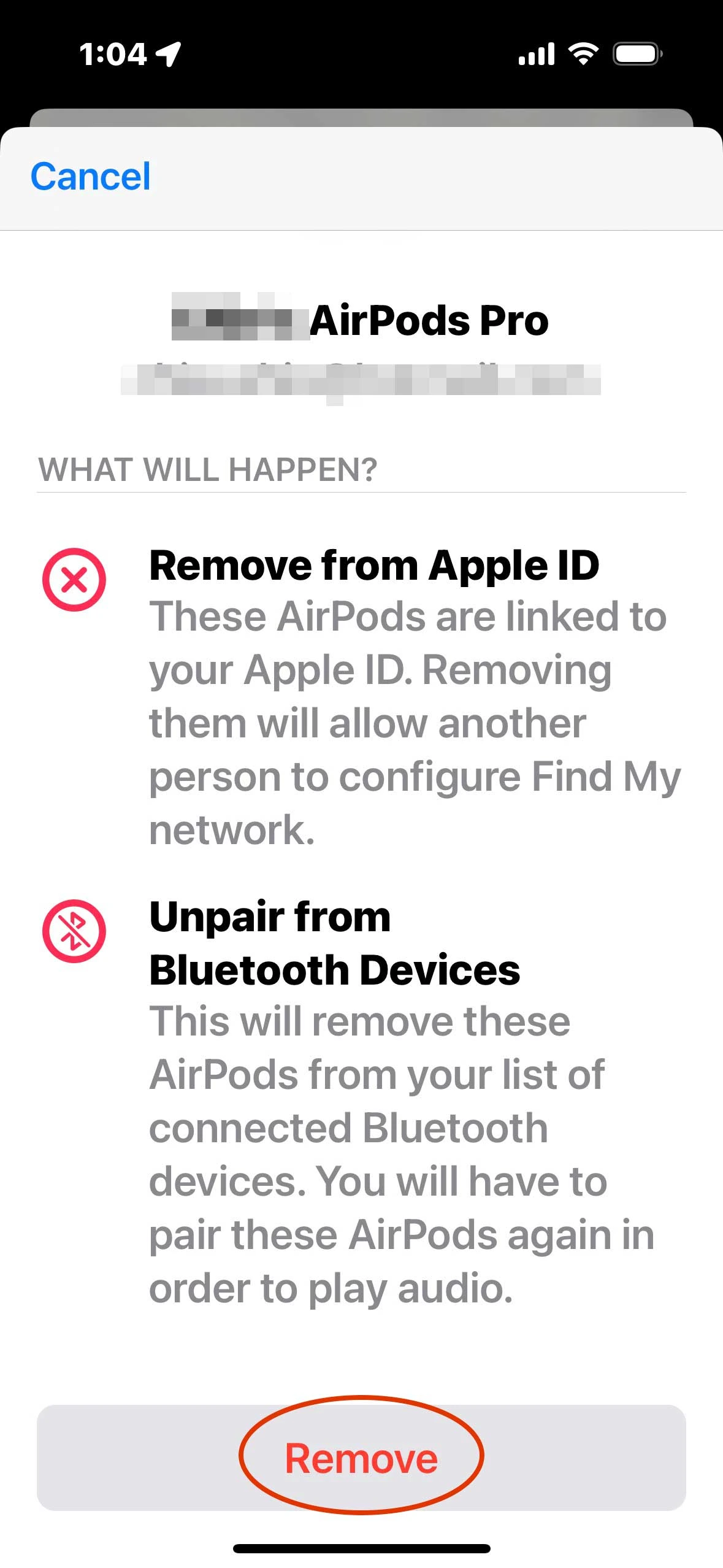 iPhone Find My app window