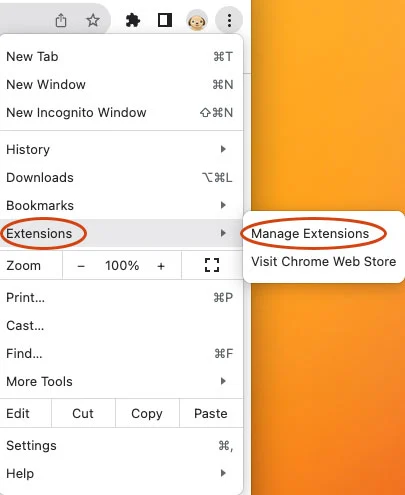 chrome extensions manage window