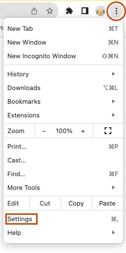 Chrome settings window