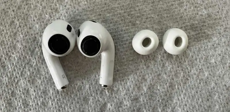 AirPods after removing ear tips