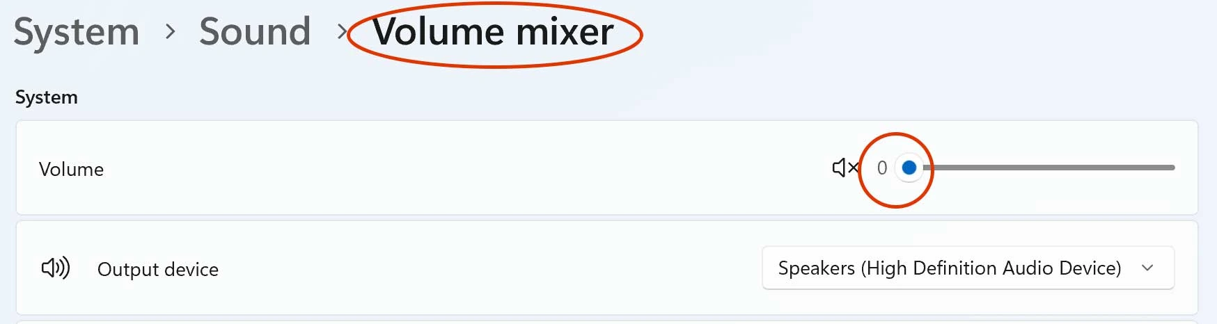 Windows Volume mixer
