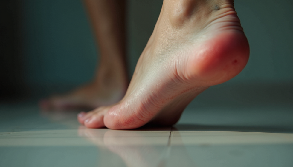 Close-up view of a foot receiving professional nail care treatment