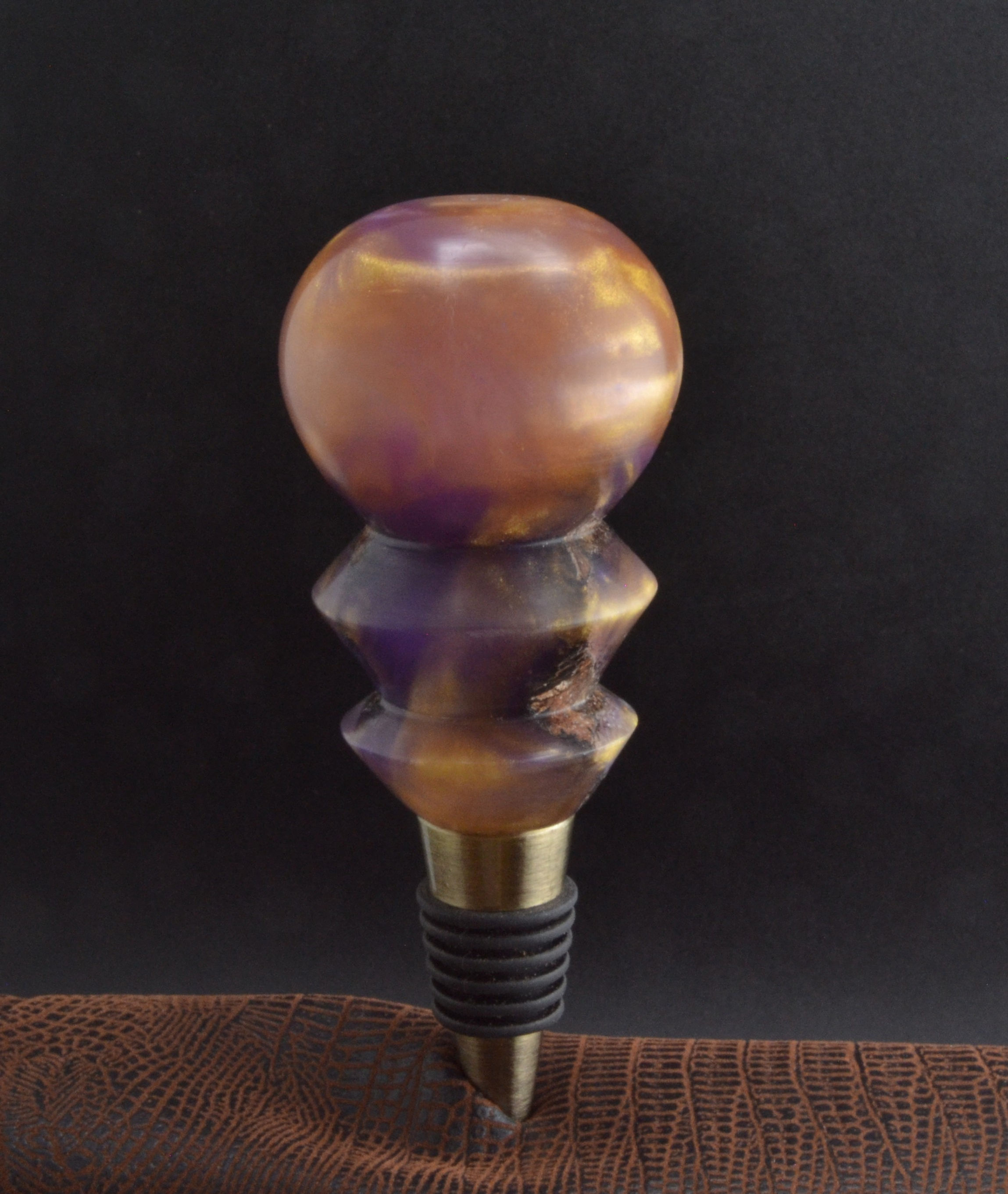 Wood and Multi Colored Epoxy Wine Stopper