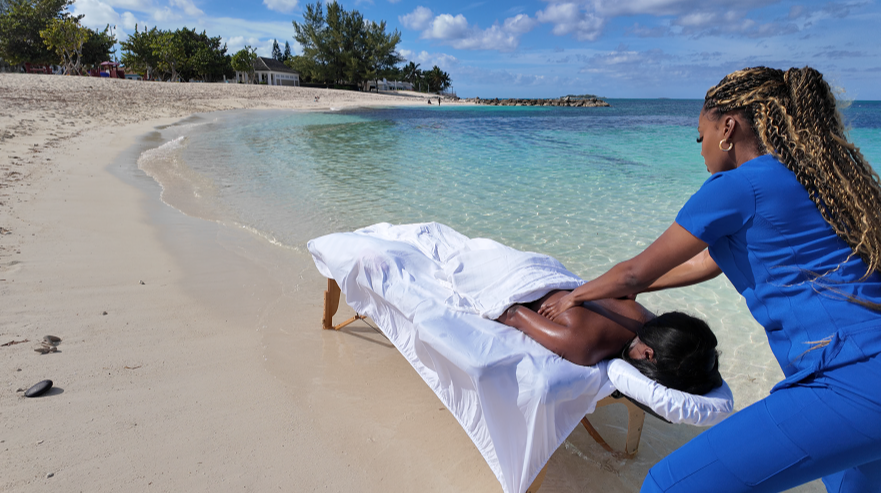 Beachfront mobile massage treatment for Anguilla villa and resort guests