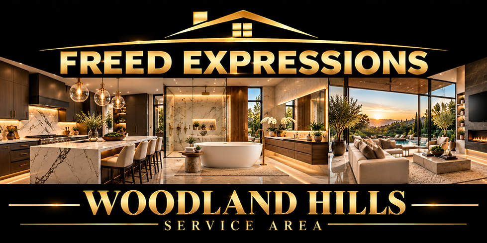 Woodland Hills home remodeling with updated kitchens, bathrooms, flooring and connected living areas by Freed Expressions.