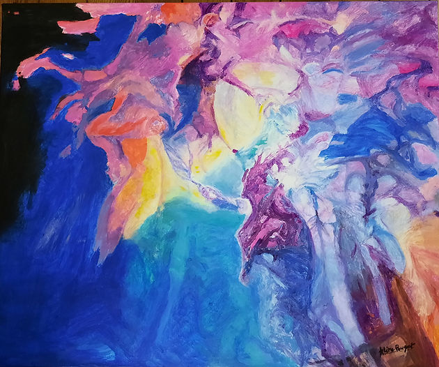 Création du monde, peinture à l’huile sur toile d’Aline Pouget