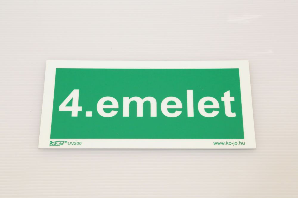 Emelet jelző biztonsági jel  4. emelet felirattal