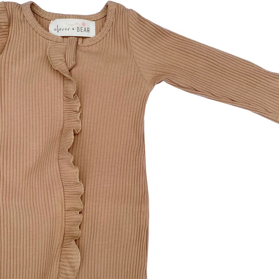 Thumbnail: Ruffle Footed Onesie in Latte Front View