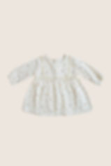 Bird Print Cotton Muslin Dress in Cream Front View