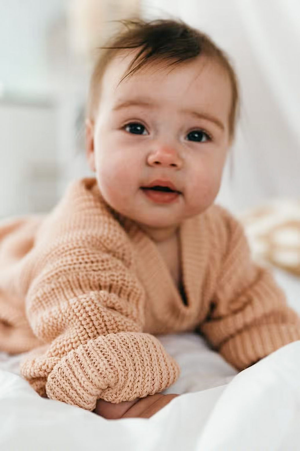 Organic Basic Knit Oversized Sweater Cotton Candy Baby Girl Front View