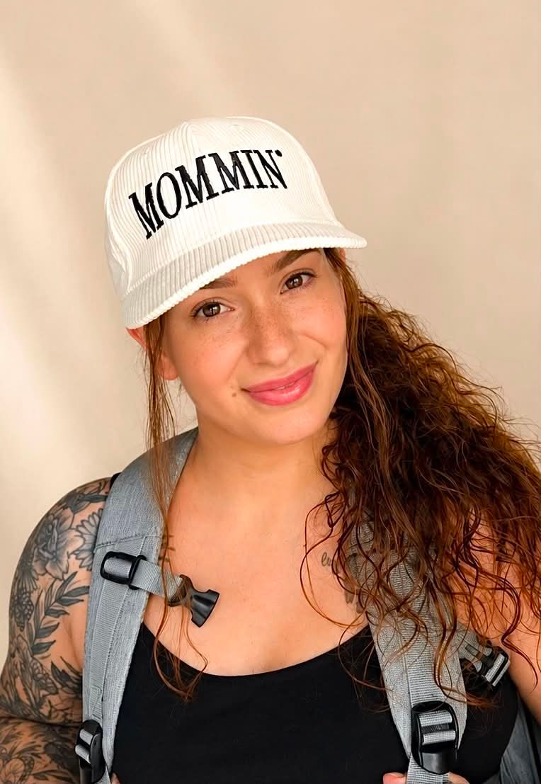 "Mommin'" Corduroy Embroidered Baseball Cap