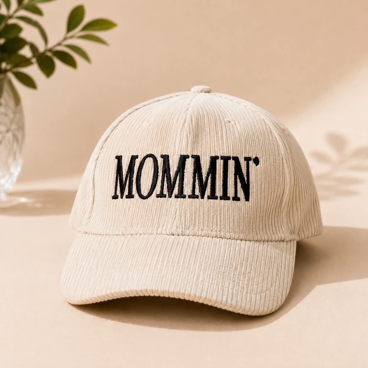 "Mommin'" Corduroy Embroidered Baseball Cap