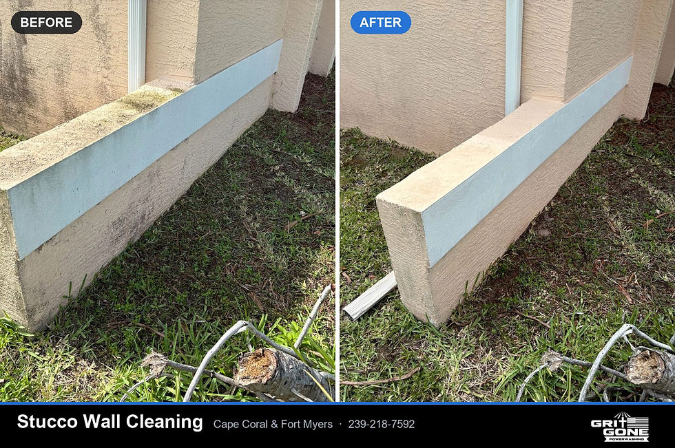 Stucco wall cleaning before and after - Grit Gone Power Washing, Fort Myers