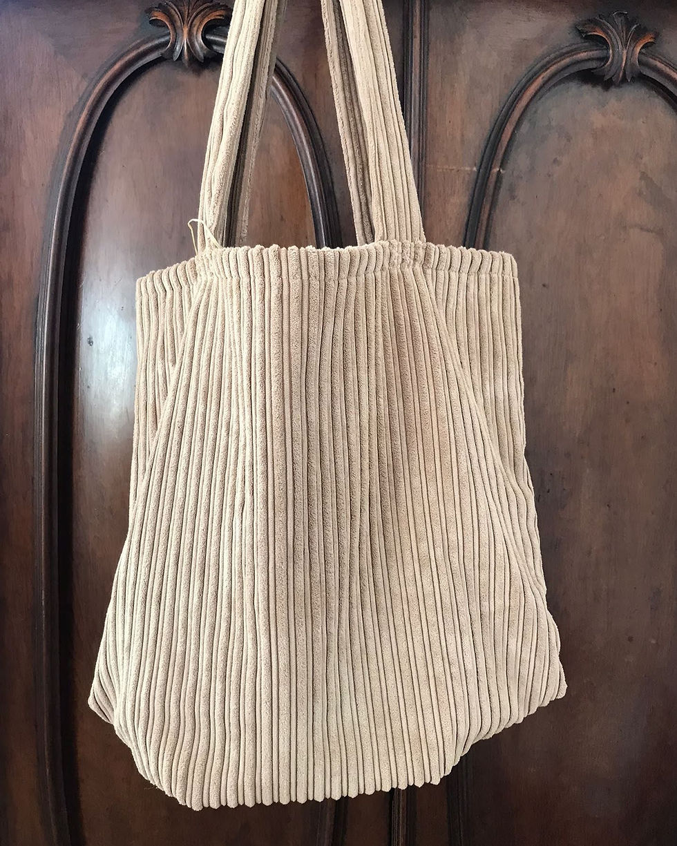 Miniature : cabas en velours - beige