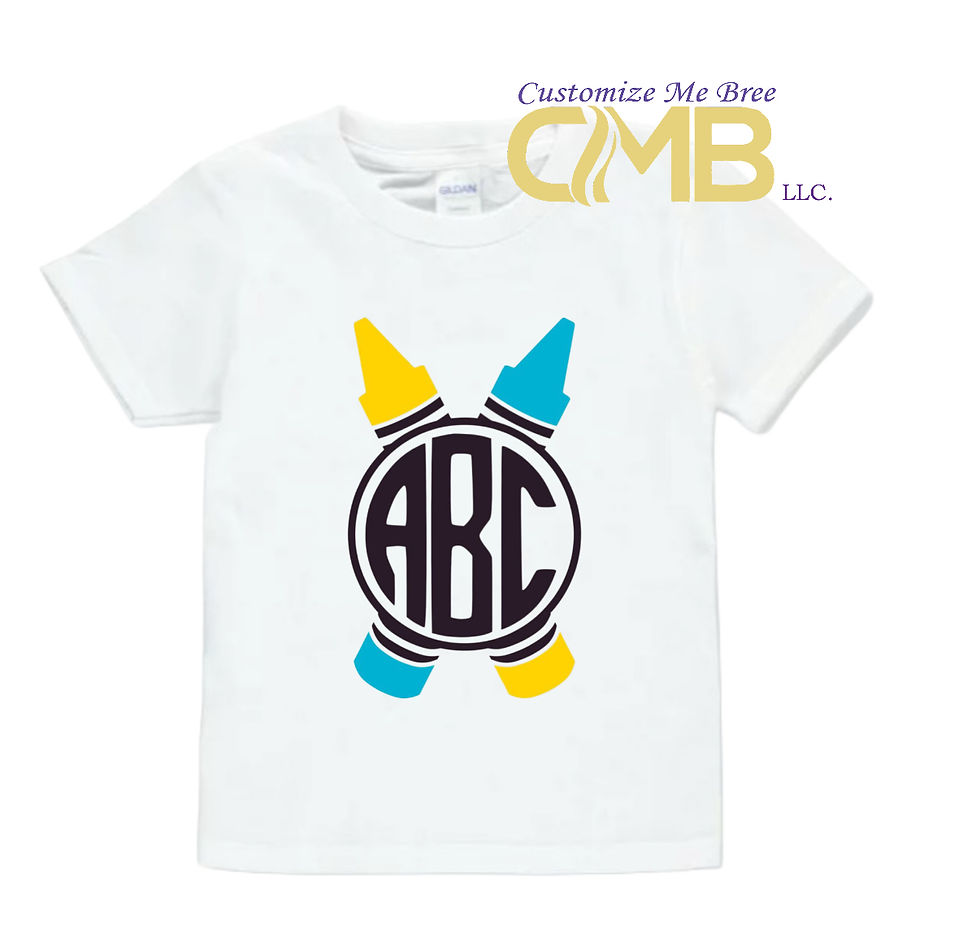 Back to school Monogram Crossed Crayon Kids Shirt