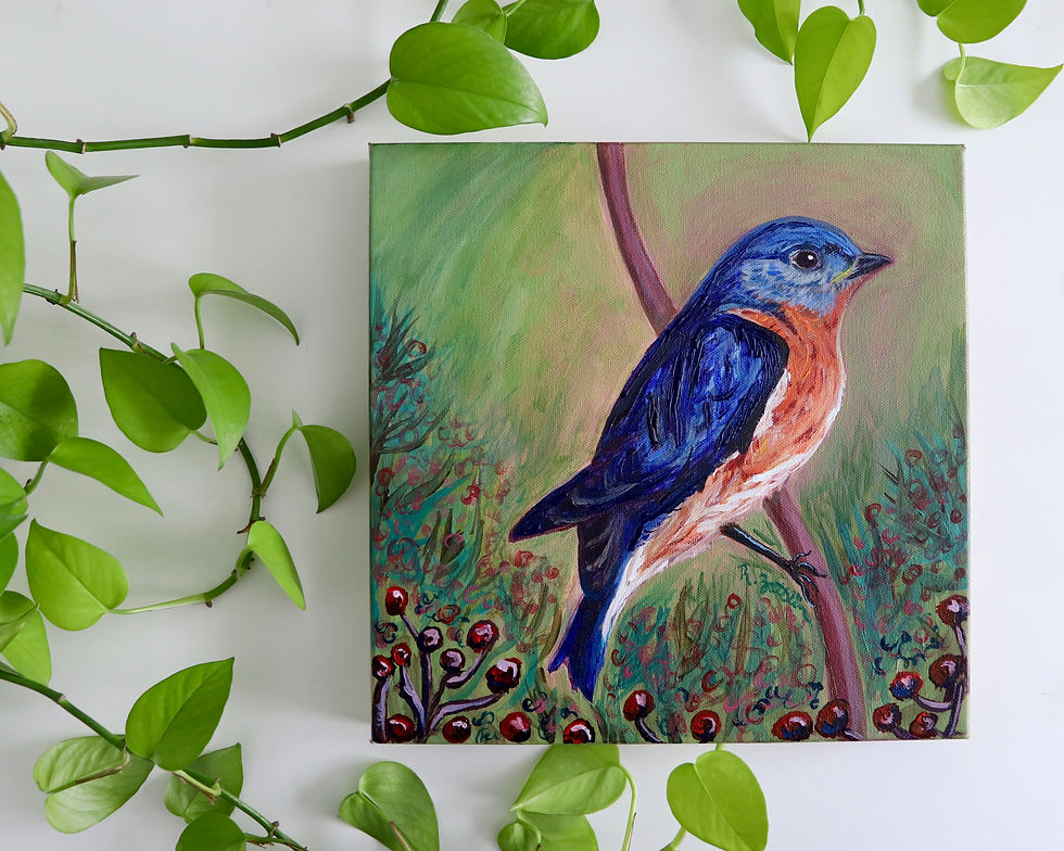 "Blue as the Day" Eastern Bluebird Original Painting - 12x12