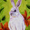 Thumbnail: "White Rabbit" - Bunny and Red Flowers - 12x16 Original Painting