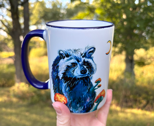 Coloured Drawing Or Pattern Stereo Little Raccoon Ceramic Ceramic Cup Mug Cup Cute Animal Expression - View #12