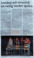 Krantenartikel eerste coronaproeftheater van Loods13, 2020