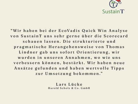 🔎 Einen Blick in die EcoVadis Scorecard, der Punkte findet, wo sich Arbeit auszahlt.