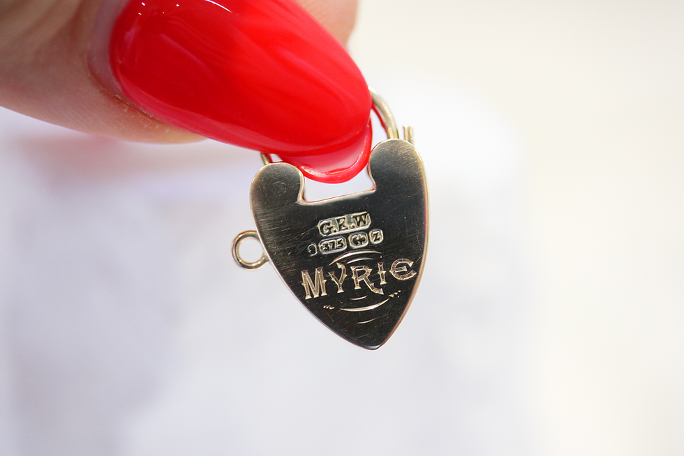 Thumbnail: Antique 9ct Rose Gold Myrie Heart Padlock Charm 1899–1900
