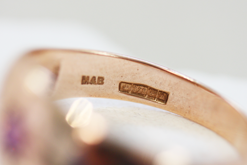 Thumbnail: Vintage 9ct Rose Gold Ruby Gypsy Ring