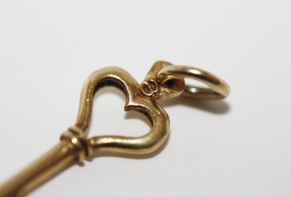 Thumbnail: Vintage 9ct Gold Heart Key Charm