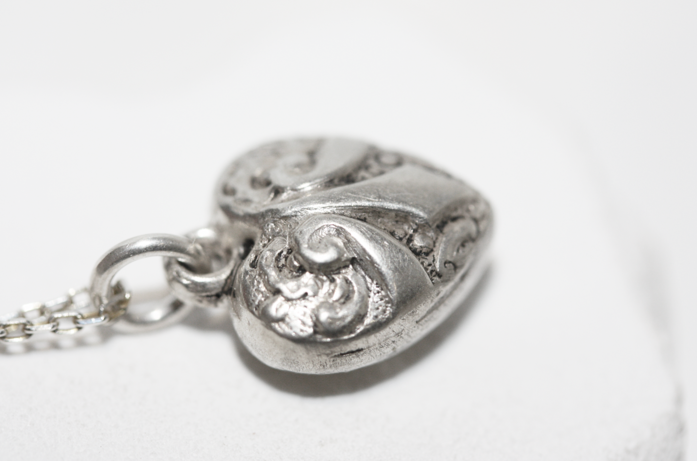 Antique Victorian Sterling Silver Puffy Heart Charm Pendant