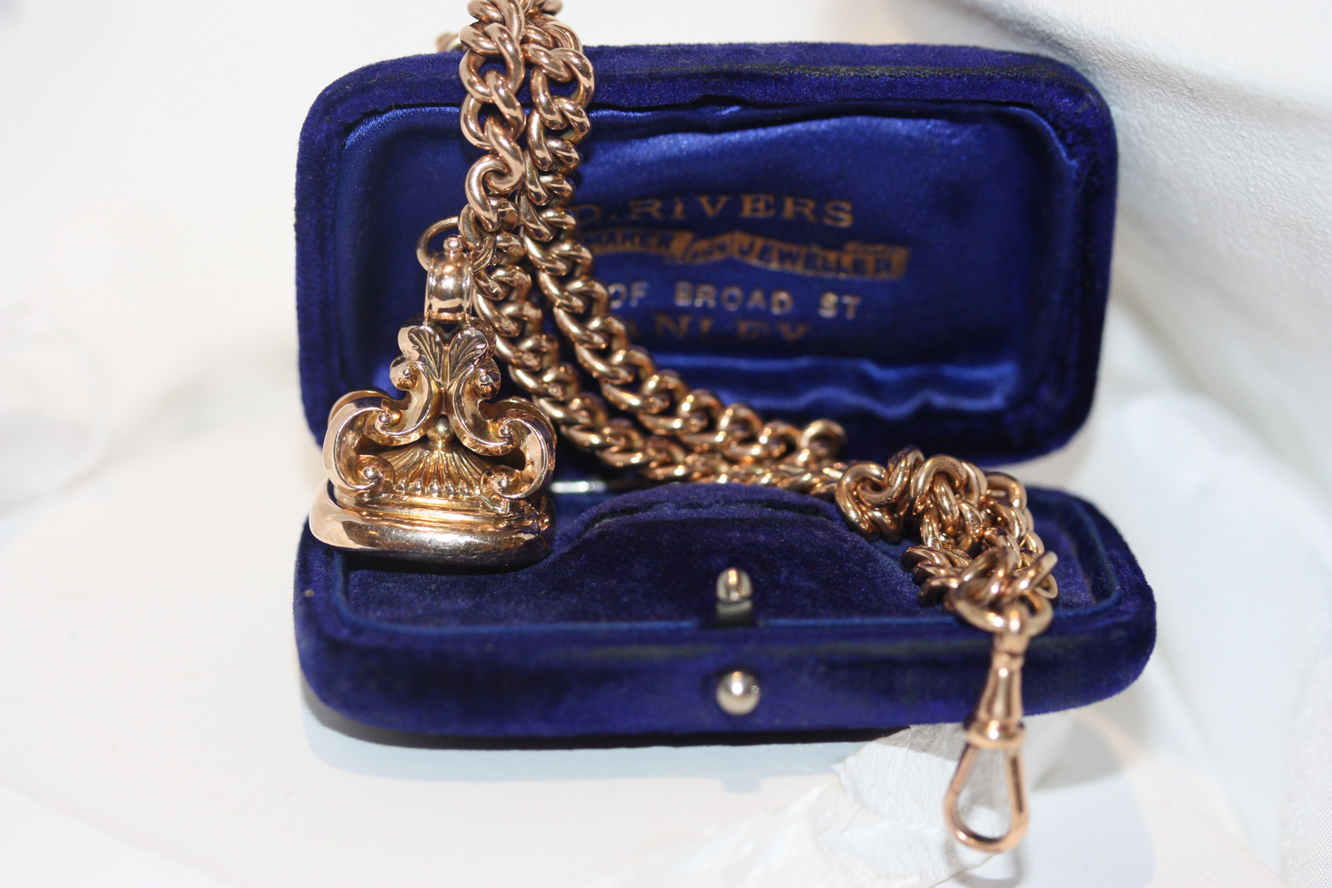 Antique 9ct Gold Double Albert Bracelet with Carnelian Fob