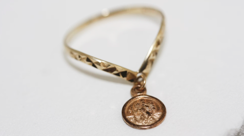 Rare, Vintage 9ct Gold Delicate Wishbone Pendant Ring Ft St