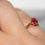 Thumbnail: Antique 18ct Gold Swedish Engraved Ring with Ruby Solitaire c.1924
