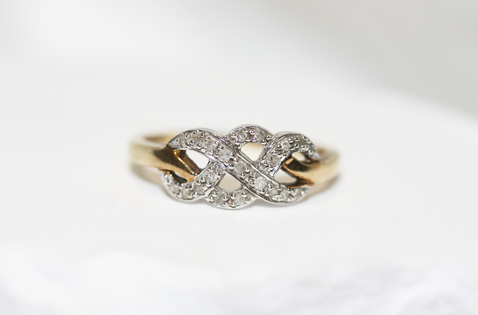 Thumbnail: Vintage 9ct Gold Diamond Chip Knot Ring