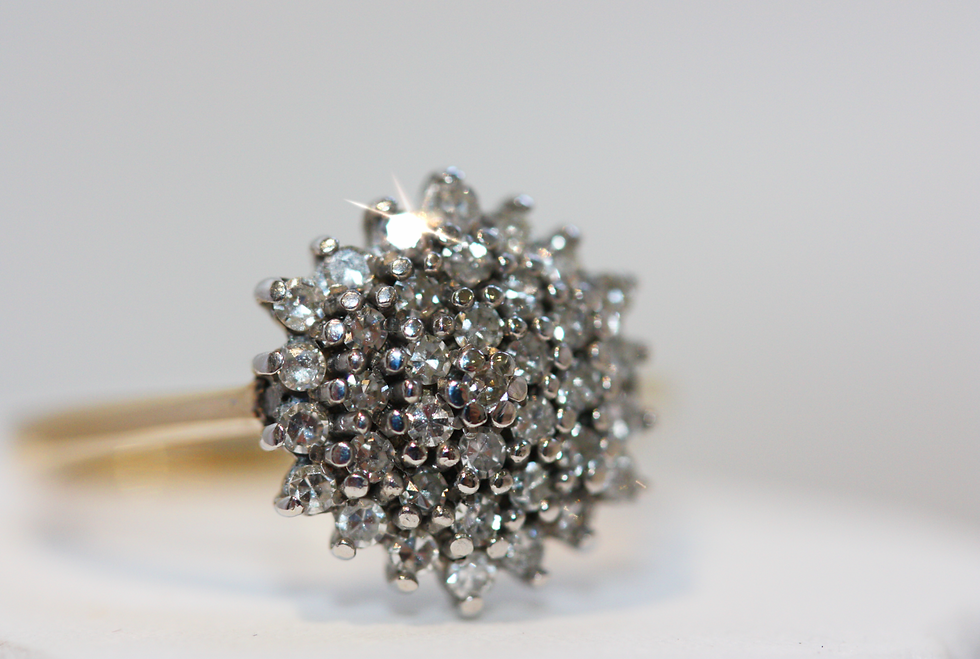 Thumbnail: Vintage 9ct Gold Diamond Cluster Ring