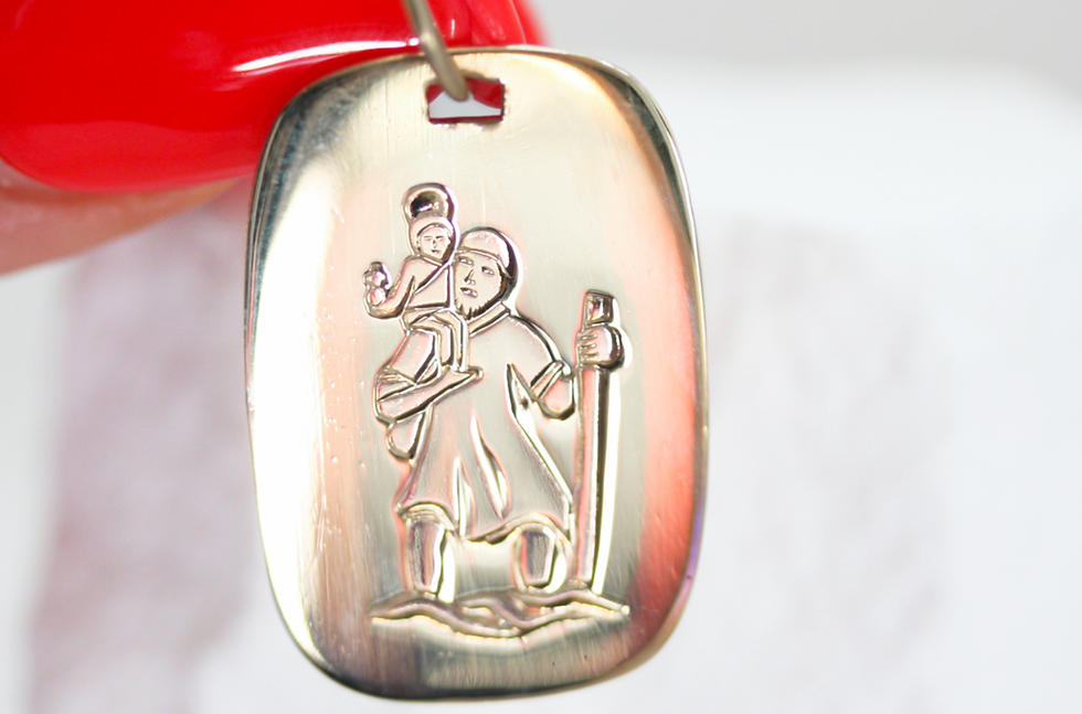 Thumbnail: Vintage 9ct Gold St Christopher Pendant