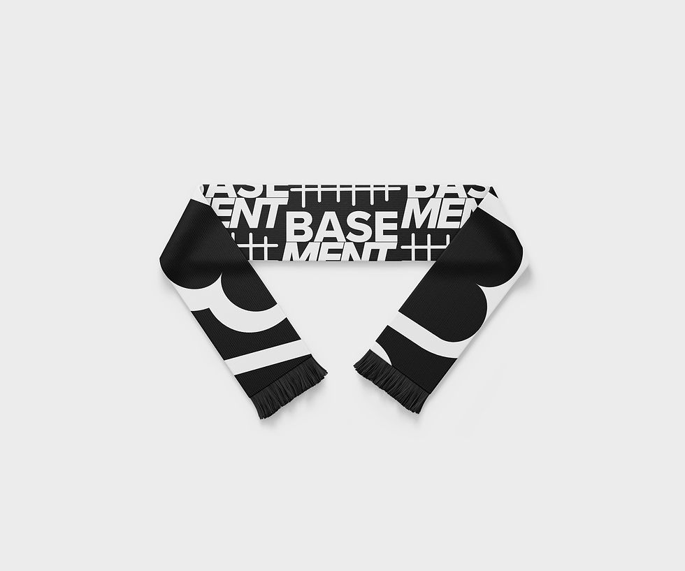 Thumbnail: Basement knitted scarf black/white