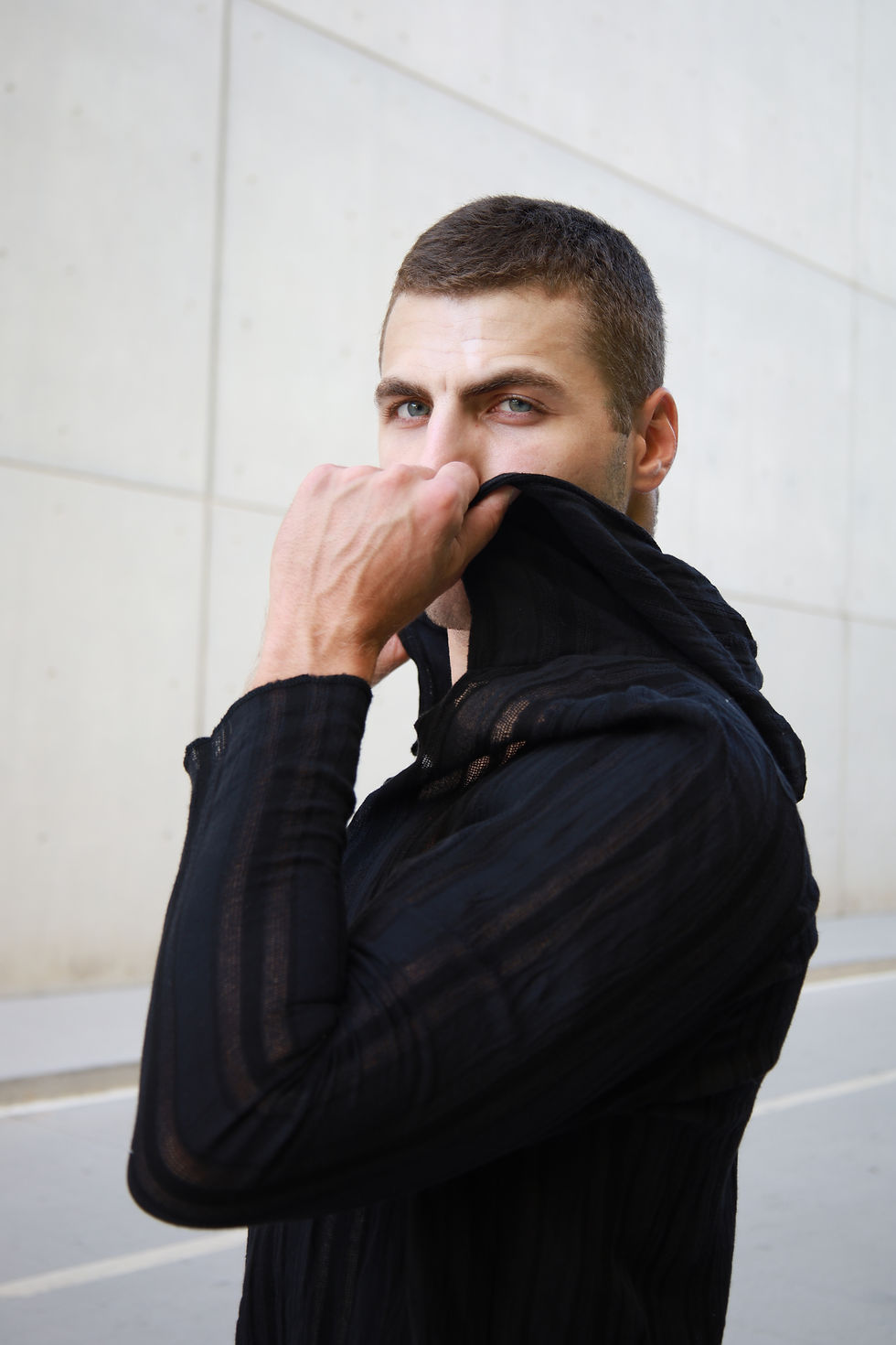 Thumbnail: Black Stripped Light Weight Long sleeve Hoodie