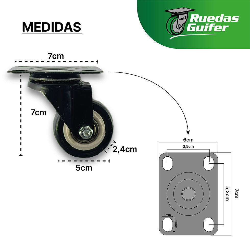 Miniatura: Rueda Giratoria Poliuretano Negra 50mm