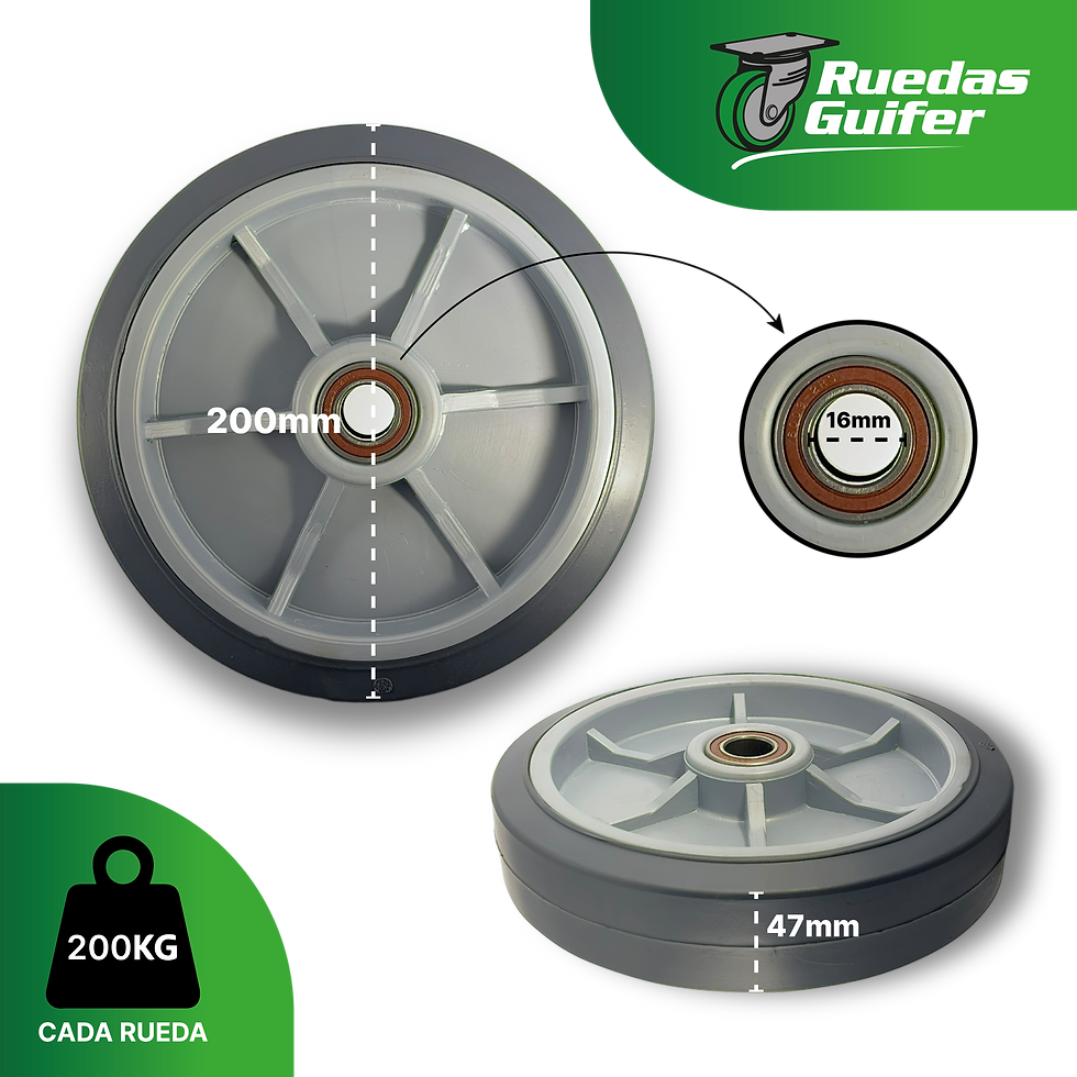 Miniatura: Rueda Maciza Para Carros Carretas Pvc 200mm Ruleman