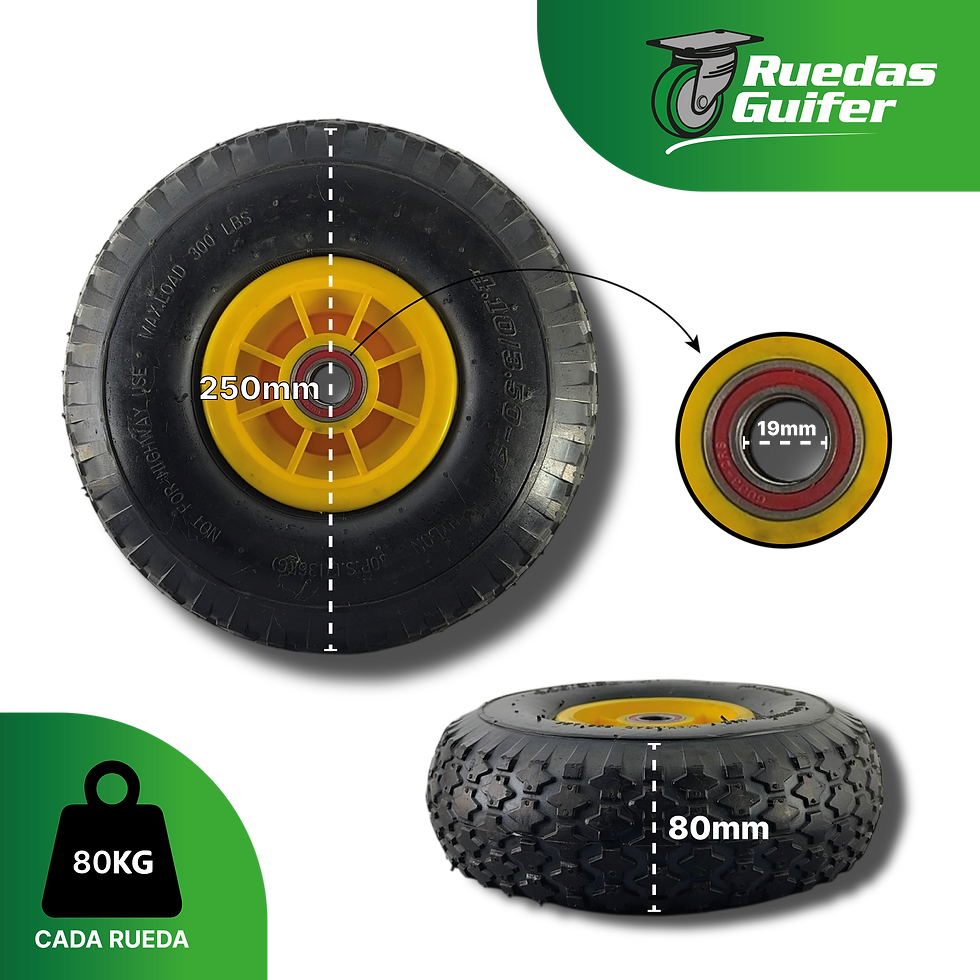Miniatura: Rueda Neumática Para Carros Carretas 250mm Ruleman