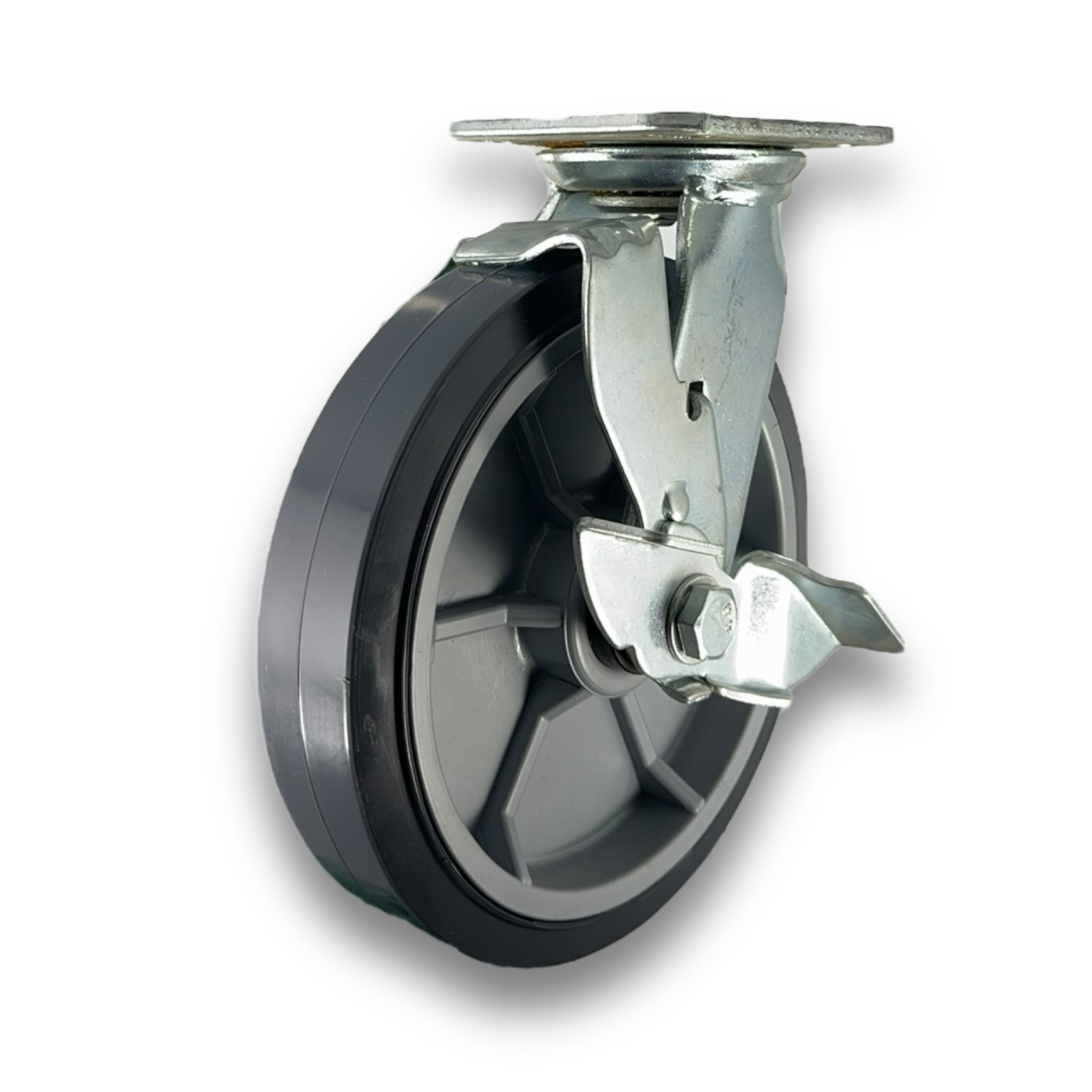 Rueda Polipropileno Y Pvc Giratoria con Freno 200mm Buje Nylon