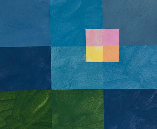 A geommetric painting of the sun in the sky